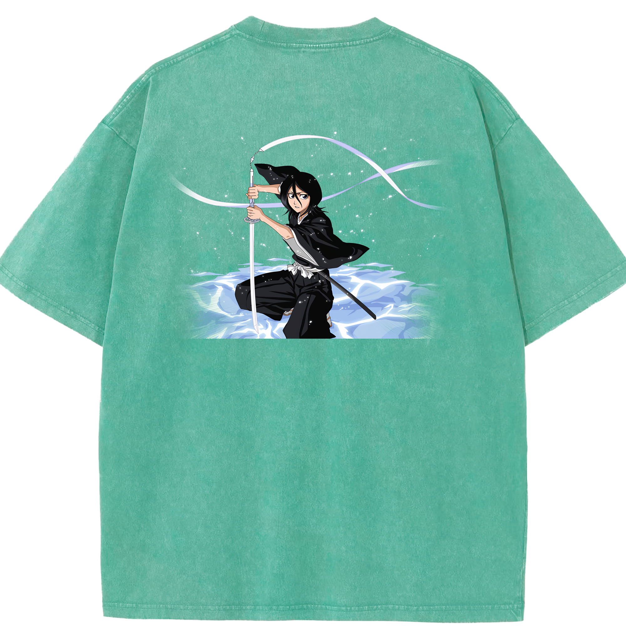 （画像用） ブリーチ 朽木ルキア BLEACH Kuchiki Rukia 綿100% ヴィンテージ風 半袖Tシャツ（背面プリント）